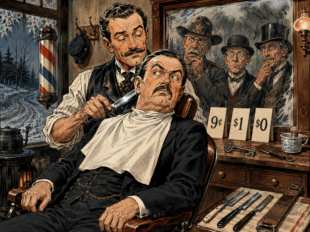 THE BARBER DISCUSSES POLITICS WITH A RAZOR IN&nbsp;HAND